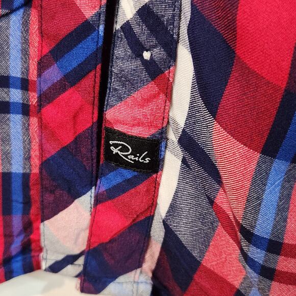 Rails Hunter Plaid Red Blue Flannel Button Shirt  Womens Large Farm Western - Picture 5 of 7